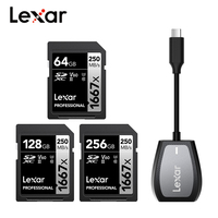 Lexar V60 SD Card with Reader Professional SDXC UHS-II Card 64GB 128GB 256GB Up to 250Mb/s Memory card for Camera