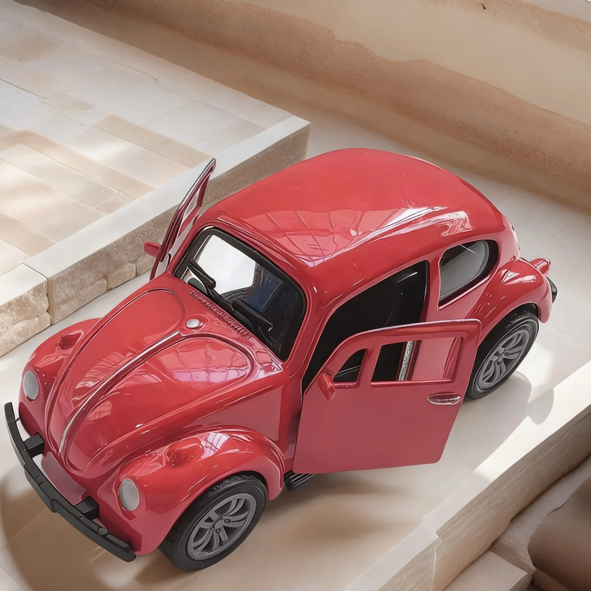 Legering automodel, retro kevervormige kleine auto, degenen die de deur en politieauto's kunnen openen. Zakspeelgoedauto's die jongens houden.