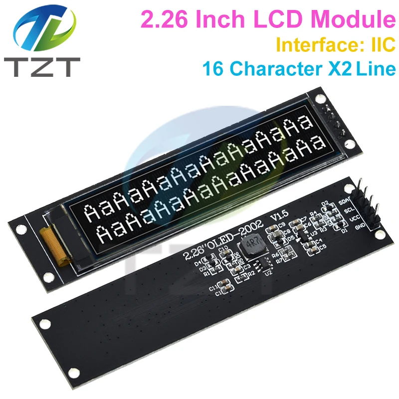 

TZT 1/3PCS 2.26 Inch 4PIN White OLED screen module IPS 1602 character OLED screen KS0066 drive IC IIC Interface 3.3V For arduino