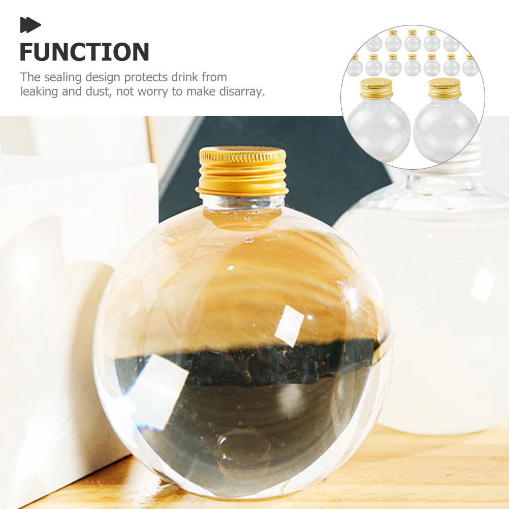 

50pcs Lightbulb Shaped Bottles Clear Plastic Drink Containers Juice Bottle Anti Leak Design For Daily Use Lightweight
