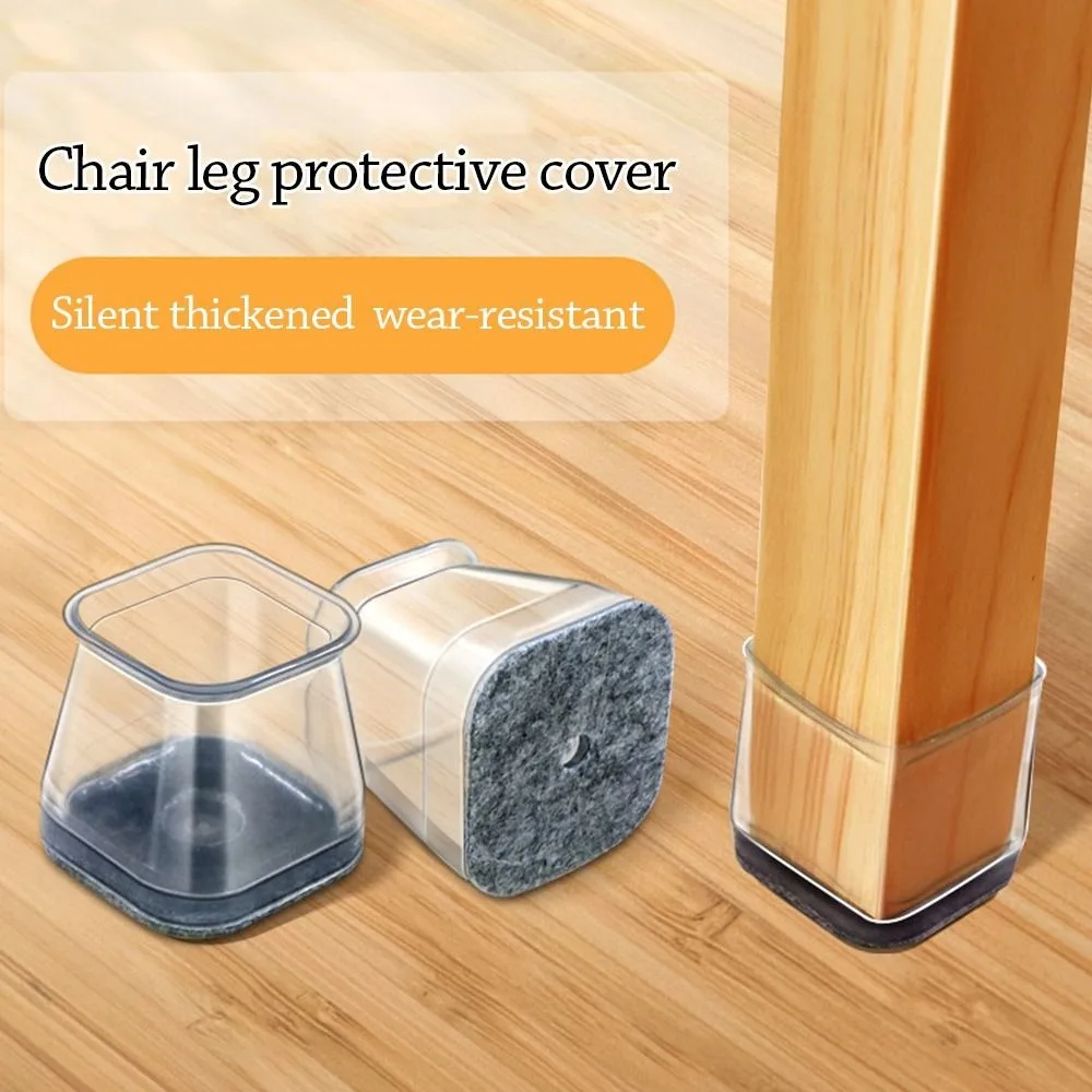 

Silicone Chair Leg Felt Covers New Thickened Square Furniture Pads Reduce Noise Non-slip Floor Protector