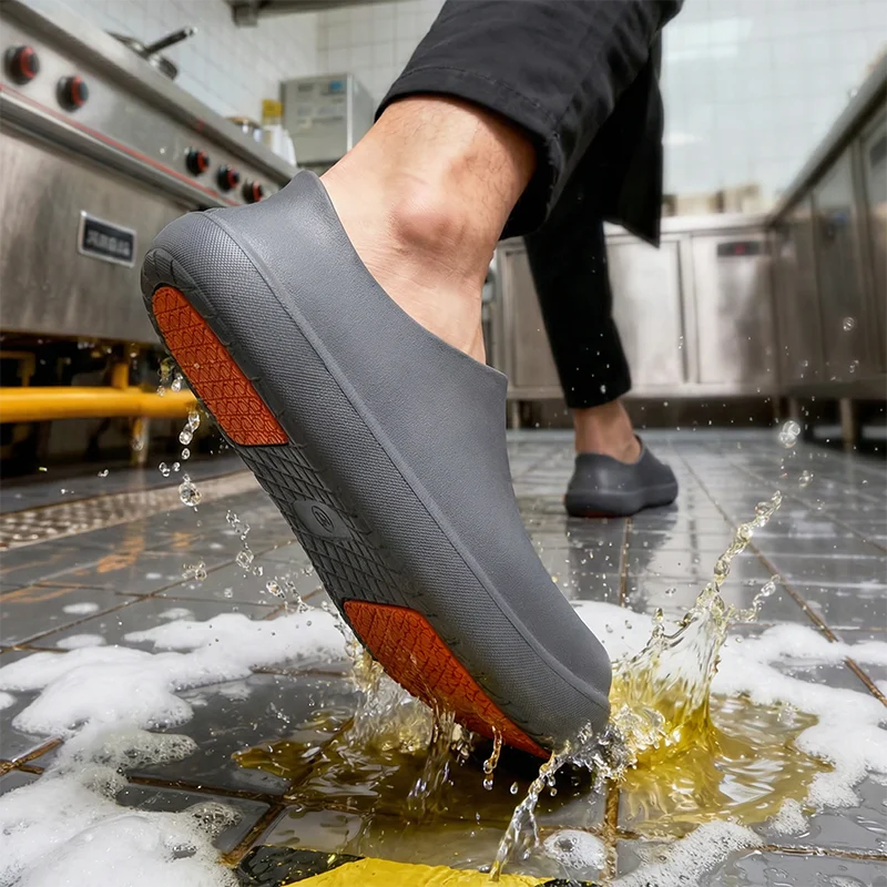 Professionelle rutschfeste Kochschuhe für Herren, ölbeständig, wasserdicht, atmungsaktiv, langlebig, leichte Arbeitssandalen für Restaurants – Detail 14