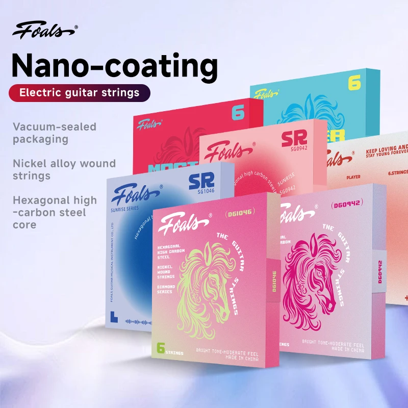 Foals Electric Guitar Strings – Full Set of Multi-Layer Nano-Coated, Rust-Resistant Strings