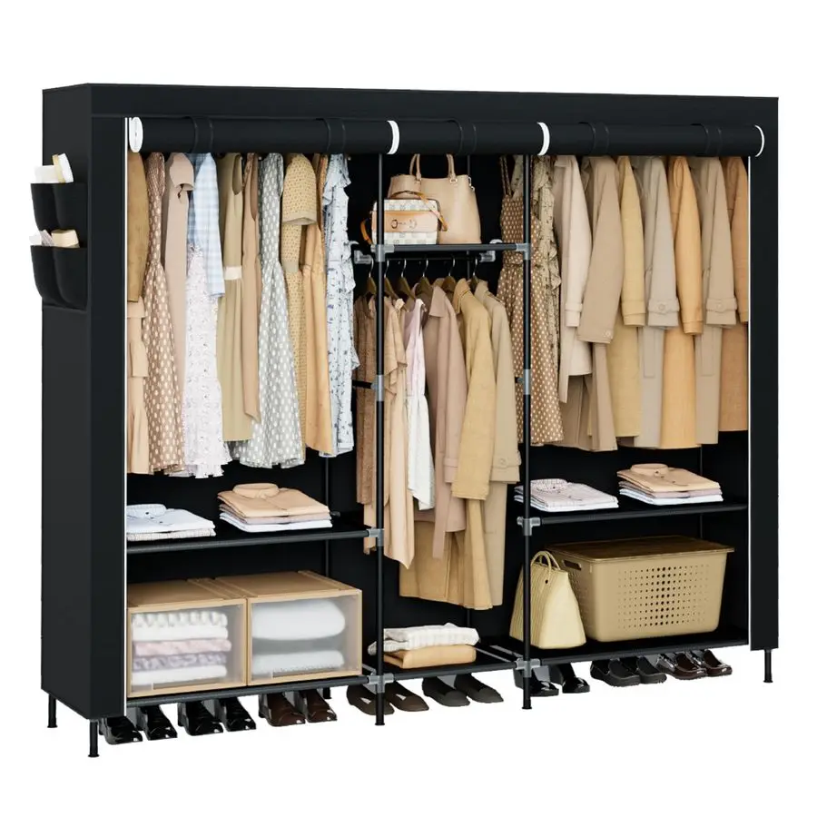 Sport Closet, 77.6 Inch Extra Large Capacity Wardrobe Closet with Cover,