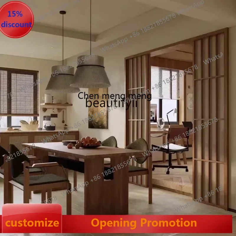 ss7486 Medieval household solid wood long table workbench log large board table dining table pure solid wood New Light Luxury