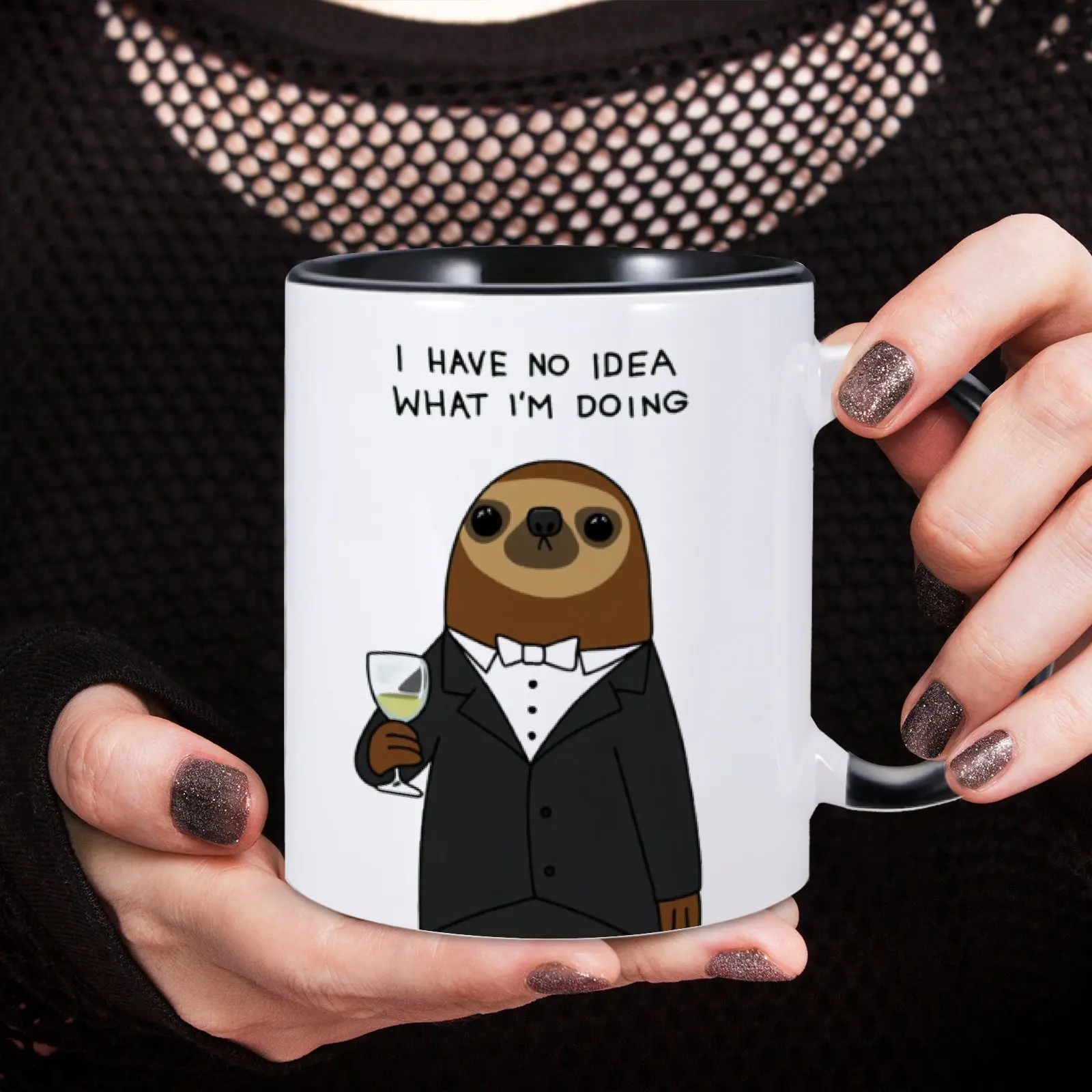 1pc 11oz Funny Sloth Coffee Mug I have No Idea What I'm Doing Ceramic Cup Drinkware Gift for Coworker Friend Boss Sarcastic Gift