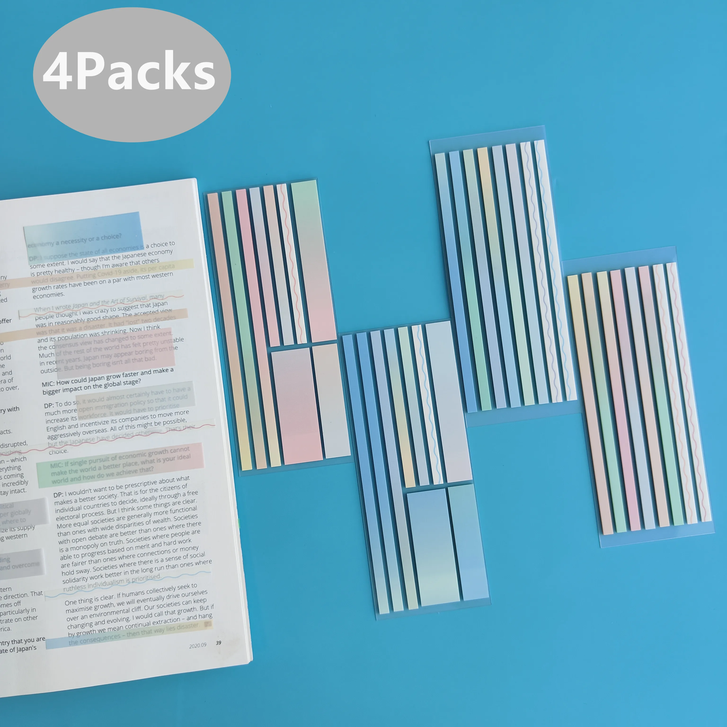 4Packs/Set Transparent Sticky Notes Self-Adhesive BookMarkers  Annotation Reading Book Clear Tab Kawaii Cute Stationery