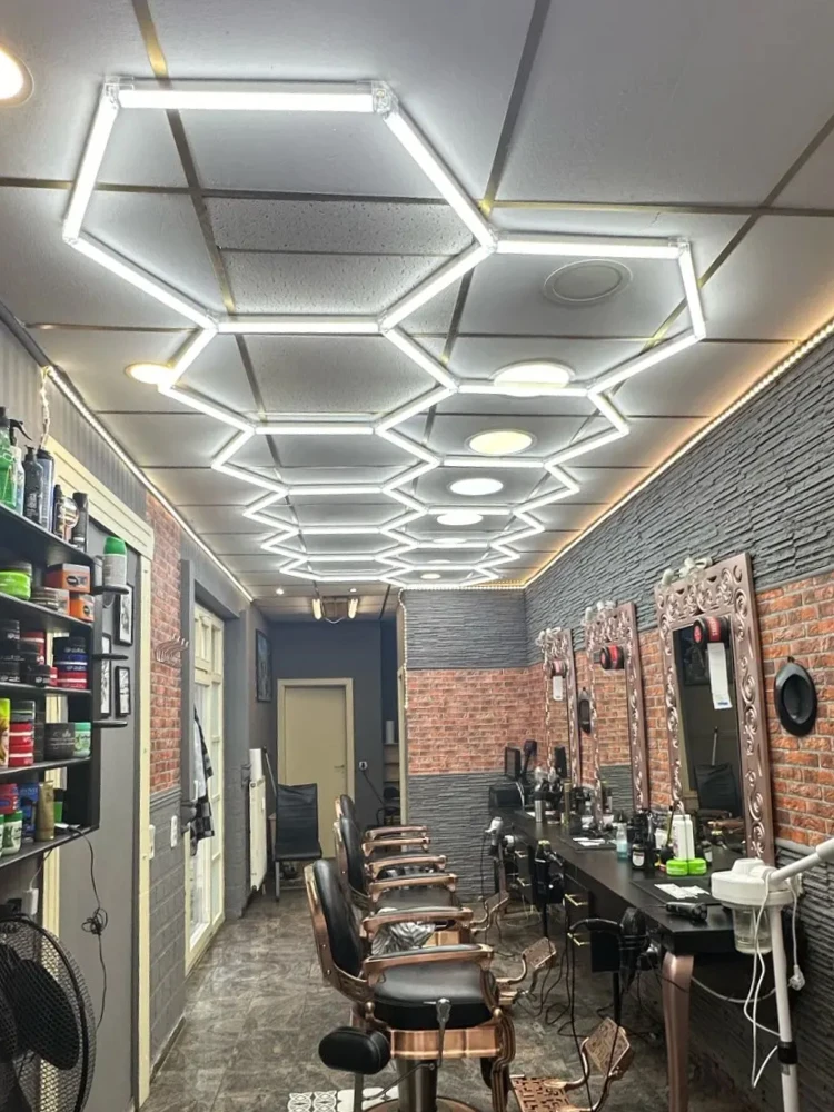 Kapperszaak kapsalon hexagonale led-verlichting voor garage werkplaats kantoor sportschool auto berging studio plafondlamp honingraatbuis - afbeelding 2
