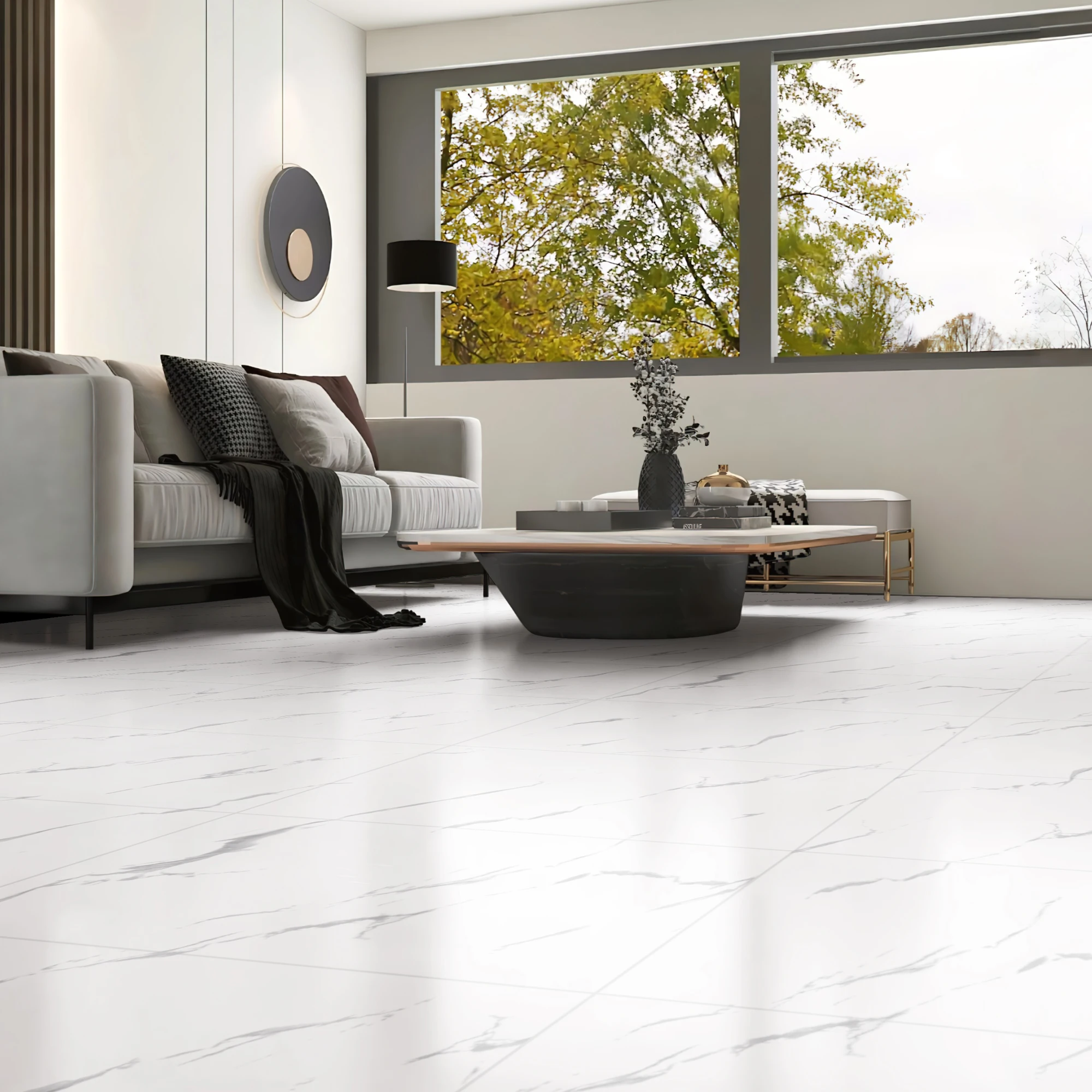 Art3d 12Pack 24''x12'' Click-lock Vinyl Plank Flooring marble grain texture Look,covers 24 Sq.ft