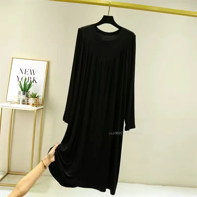 Casual Large Size Modal Cotton Nightgowns for Women Loose Long Sleeve Nightshirt Female Spring Autumn Summer Home Dresses