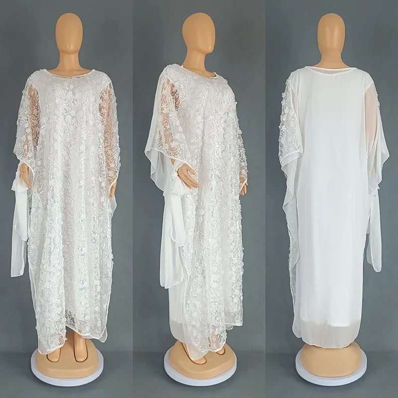 3 Pieces Plus Size African Dresses for Women Loose Abaya Dubai Kaftan Traditional Boubou Robe Africa Dashiki Long Gowns Outfits