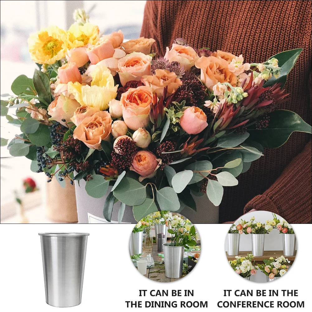 

Vintage Flower Bucket Iron Planter for Home Decor Garden Arrangement Sturdy Retro Style Metal Flowerpot Container