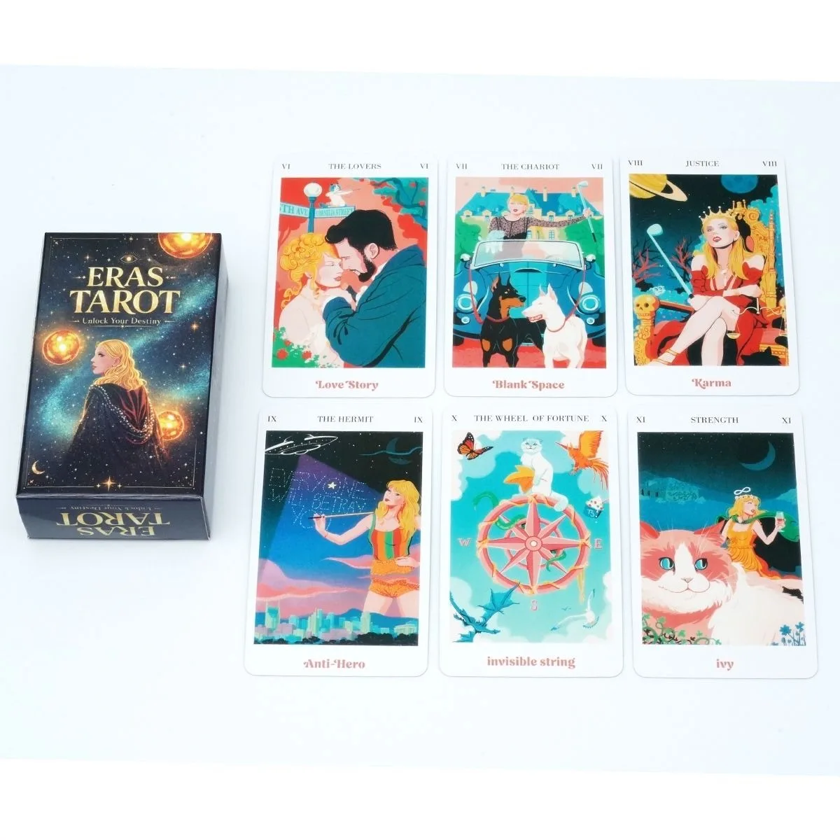 10,3*6cm Geschenk für Musikfans, Wahrsagekarten-Spiel Eras Tarot Deck - 78 vollfarbige Tarotkarten