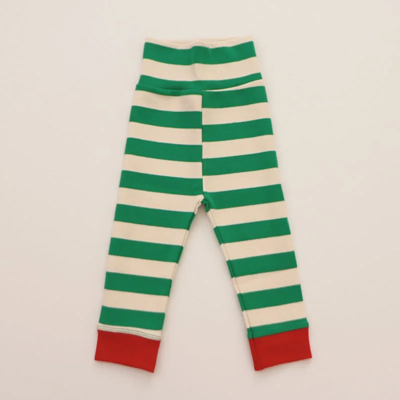 Pure Cotton Baby Pajamas Sets Red Green Striped Infant Boy Girl Pyjamas Romper Pants 2pcs Sets Long Johns For Christmas New Year