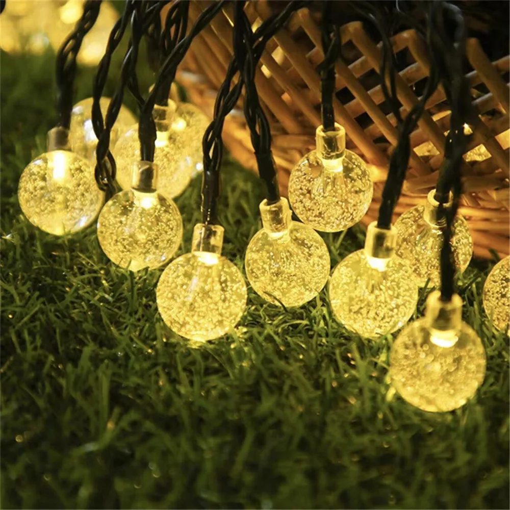 8 Modes Solar Light Crystal Ball 5M/7M/12M LED String Lights Fairy Lights Garlands For Christmas Party Outdoor Decoration