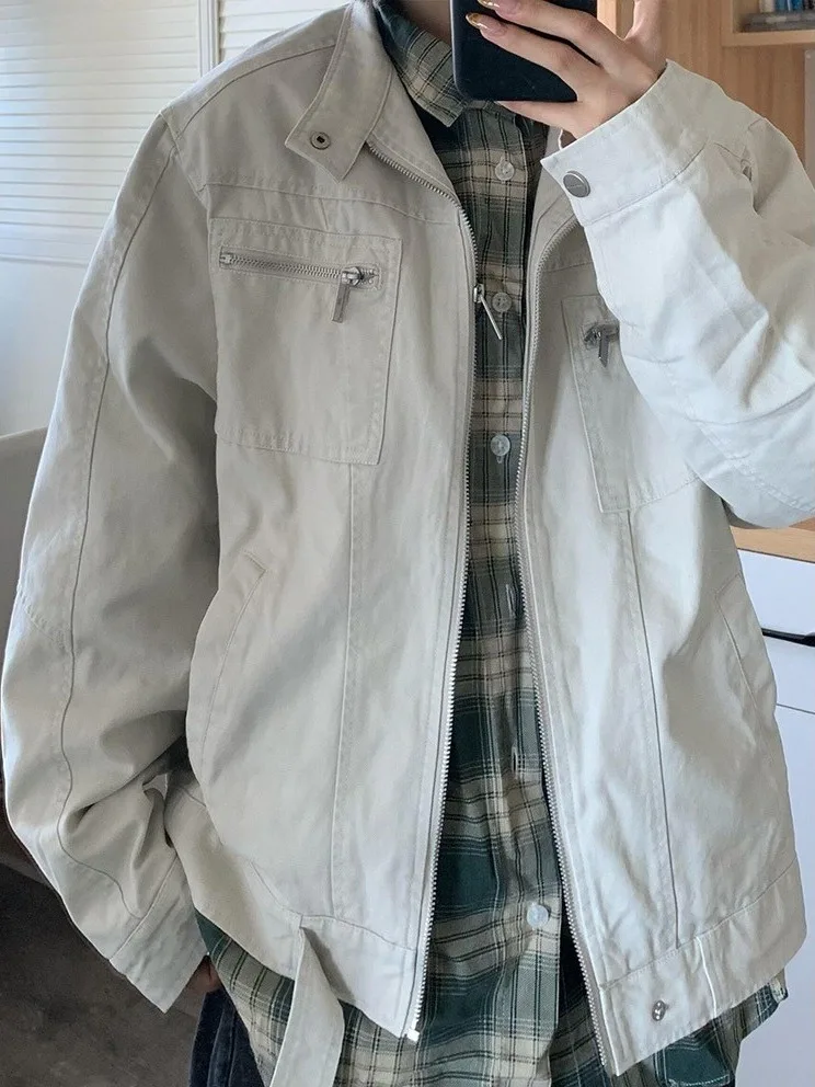 Retro Sle Zipper ort Baseball Jaet Colletto americano Capispalla autunnale per uomo Cappotto da lavoro aderente per giovani