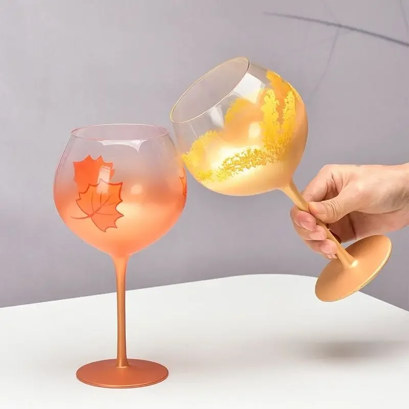 Maple Glass High Footed Wine Goblet,High-value Champagne Whisky Glass,Household Water Cup,Bordeaux Wine Drinking Glasses Gift
