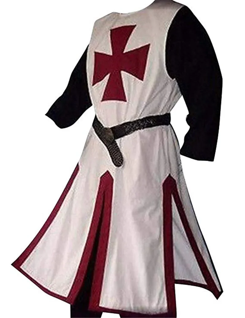 4XL Medieval Warriors Knight Templar Crusader Costume Adult Men Gown Sleeveless Shirt Top Cross Tabard Surcoat Tunic Clothes image 4