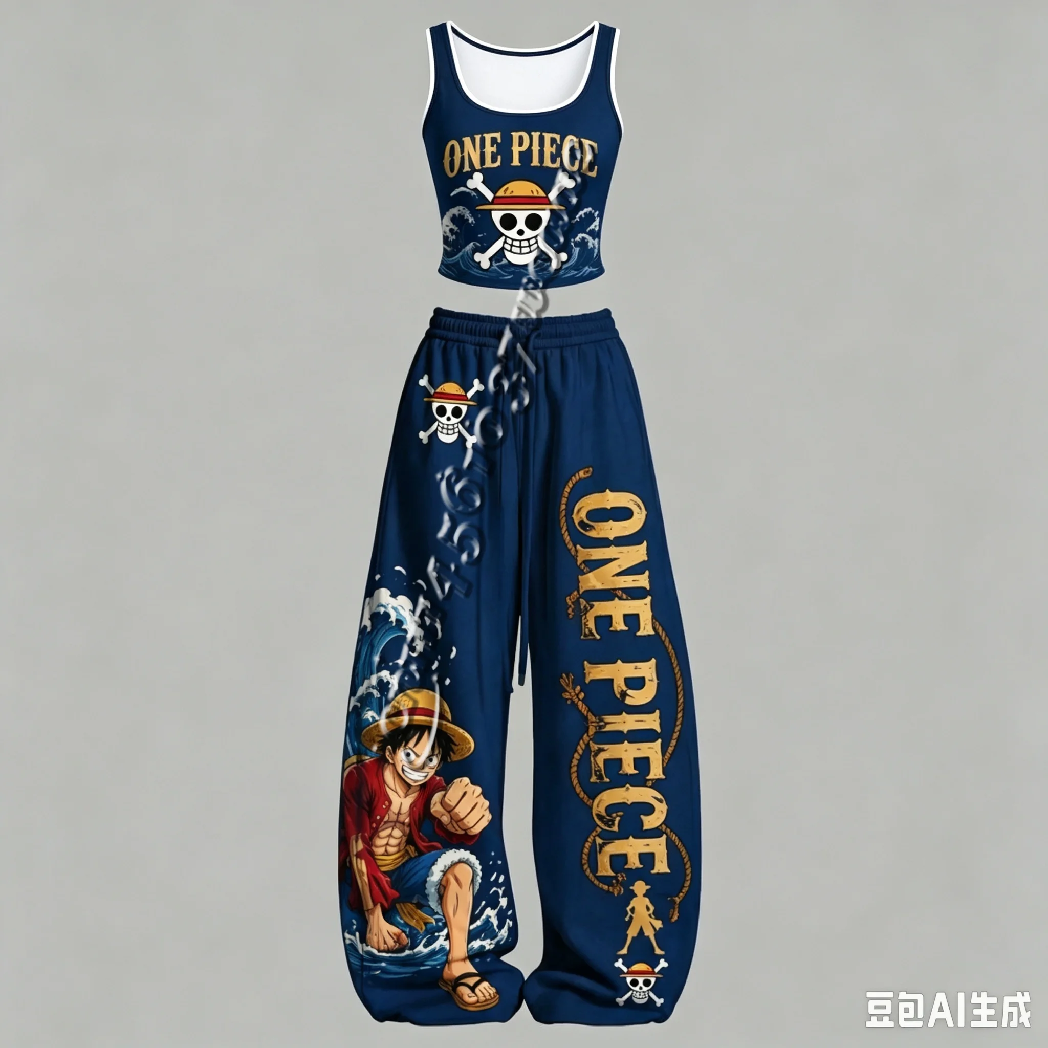 26/27 Neues One Piece Anime-Charakter Tanktop und Weite Hose Set für Männer und Frauen, Unisex Casual 2-Teiliges Outfit, Familienoutfit – Detail 10