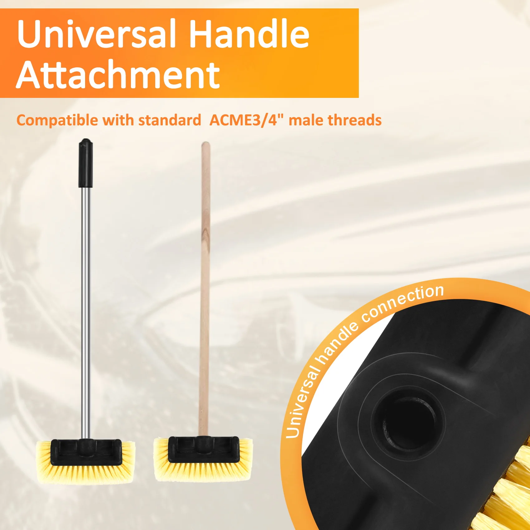 Car Wash Brush Head For Detailing Washing Vehicles, Boats, Rvs, Atvs, Or Off-Road Autos, Super Soft Bristles For Scratch Resista