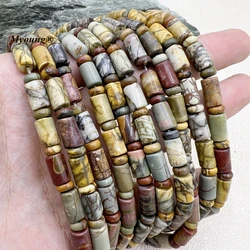 2Strands/Lot 6x10MM Natural Stone Picasso Jaspers Tube Beads MY230786