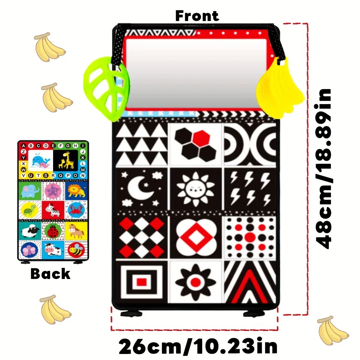 Children's Mirror Cloth Book, Foldable and Washable, Black and White Cloth Book, Helpful for Children's Color Recognition