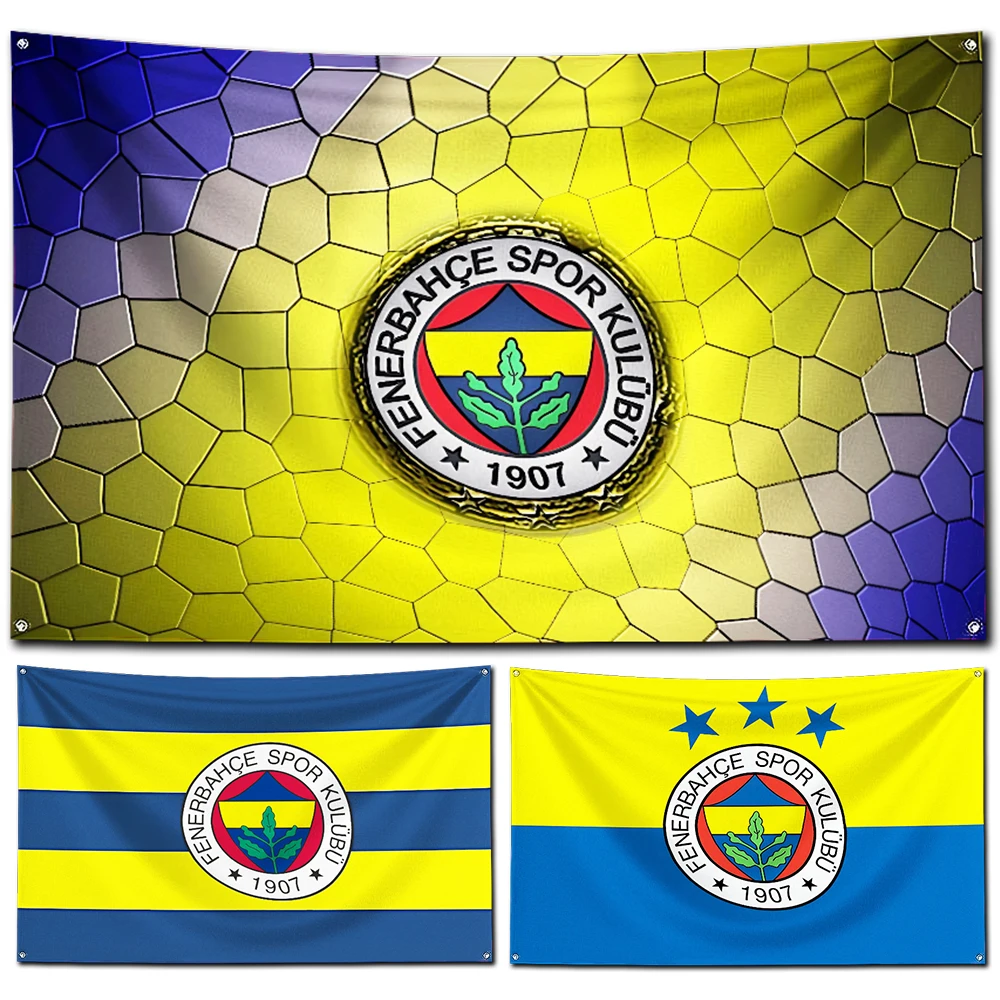 3x5 Ft Turkey Fenerbahce SK 1907 Flag Polyester Digital Printing Banner for Garage Wall Art Out Door Decoration Grommets