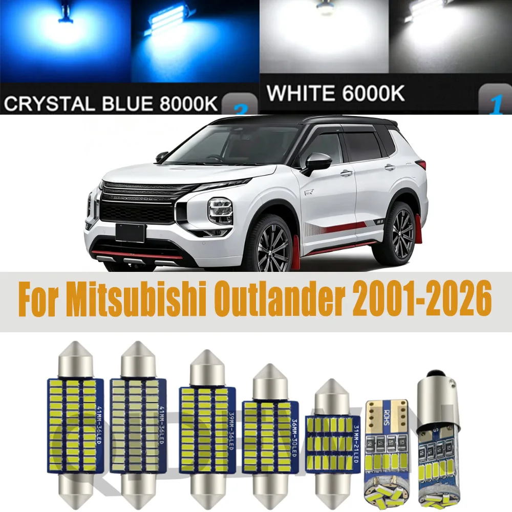 Auto LED Bulb Interior Dome Map Light Kit For Mitsubishi Outlander 1 2 3 4 I II III IV 2001- 2020 2021 2022 2023 2024 2025 2026
