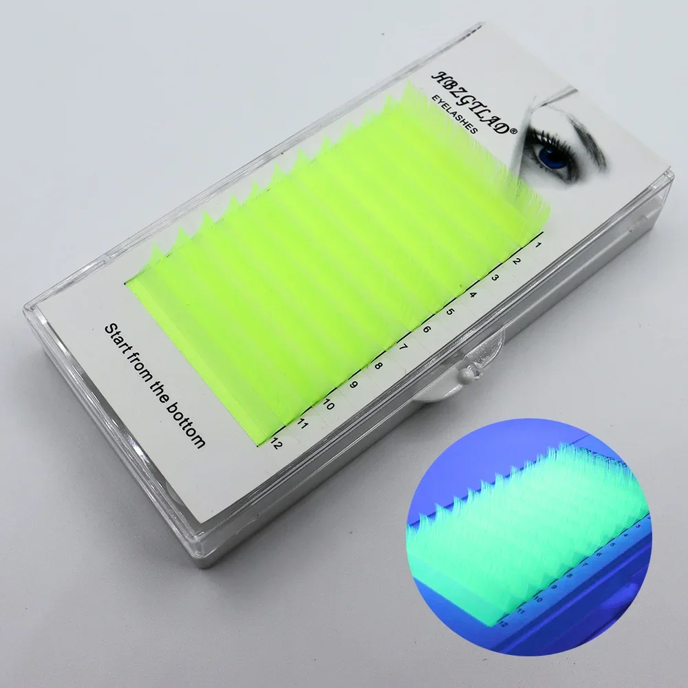 Sztuczne rzęsy neonowe UV świecące pod światłem UV fluorescencyjne jaskrawe kolorowe luzem klasyczne pojedyncze świecące rzęsy narzędzie do przedłużania rzęs