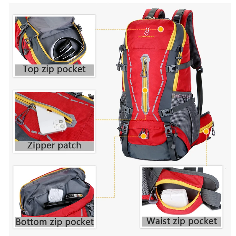 Grande Capacité sac à Dos de Camping Imperméable Hommes Ski Randonnée Sac À Dos En Plein Air Vélo Tactique Sac À Dos Détachable Randonnée Sacs