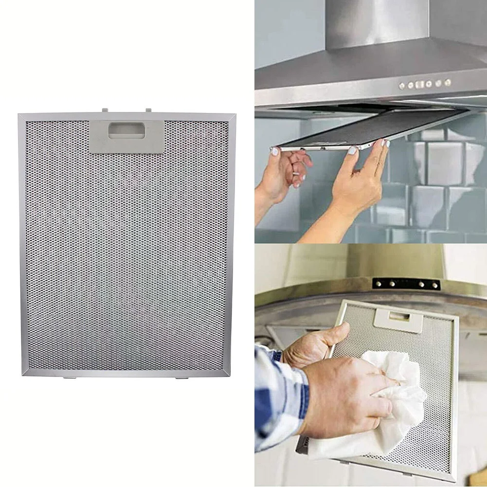 

Silver Cooker Hood Filters Stainless Steel Metal Mesh Extractor Vent Filter Exhaust Fans Home Kitchen Ventilators 300X252x9mm