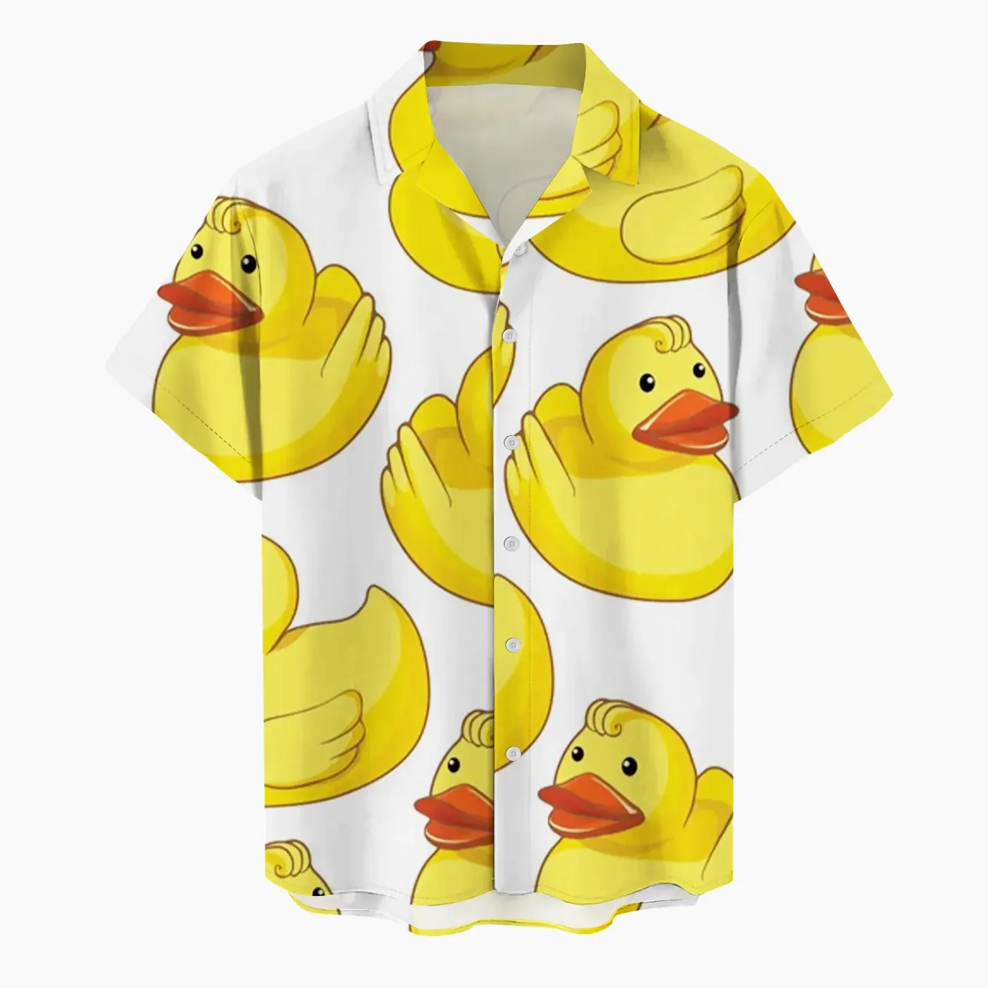 

2024 New Men's Shirt Cute Cartoon Yellow Duck 3D Printed Funny Hawaiian Beach Tops Short Sleeve Casual Fashion Blouse For Men