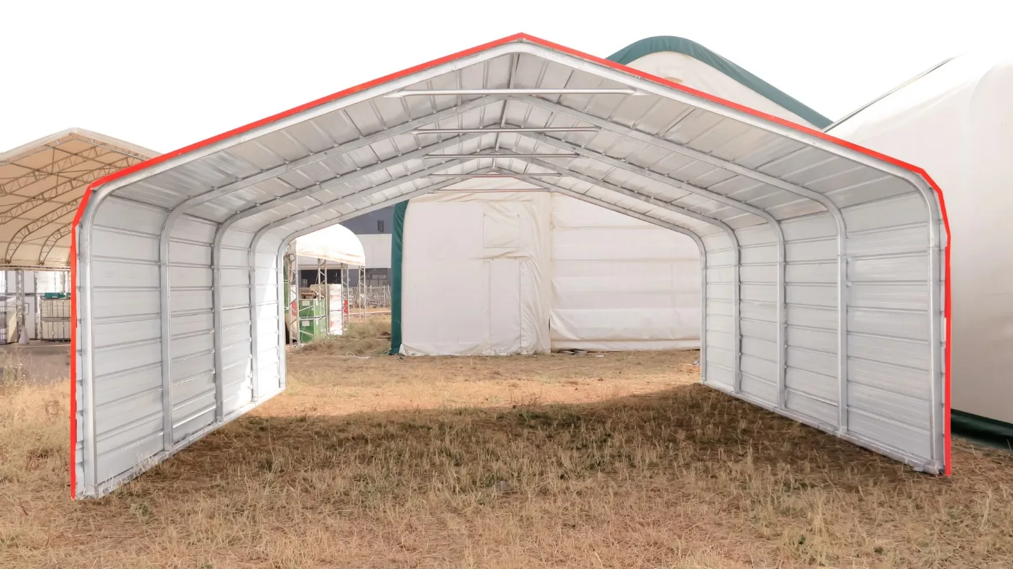 20X20ft Heavy   Outdoor Metal Carport Large Garage Galvanized Steel Roof Frame for 2 Cars Boat Truck Parking