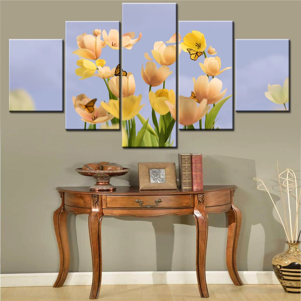 

5 Pieces Canvas Wall Arts Poster Painting Technology Microsoft 50th Anniversary Wallpape Home Decor Picture Printing Mural Arts