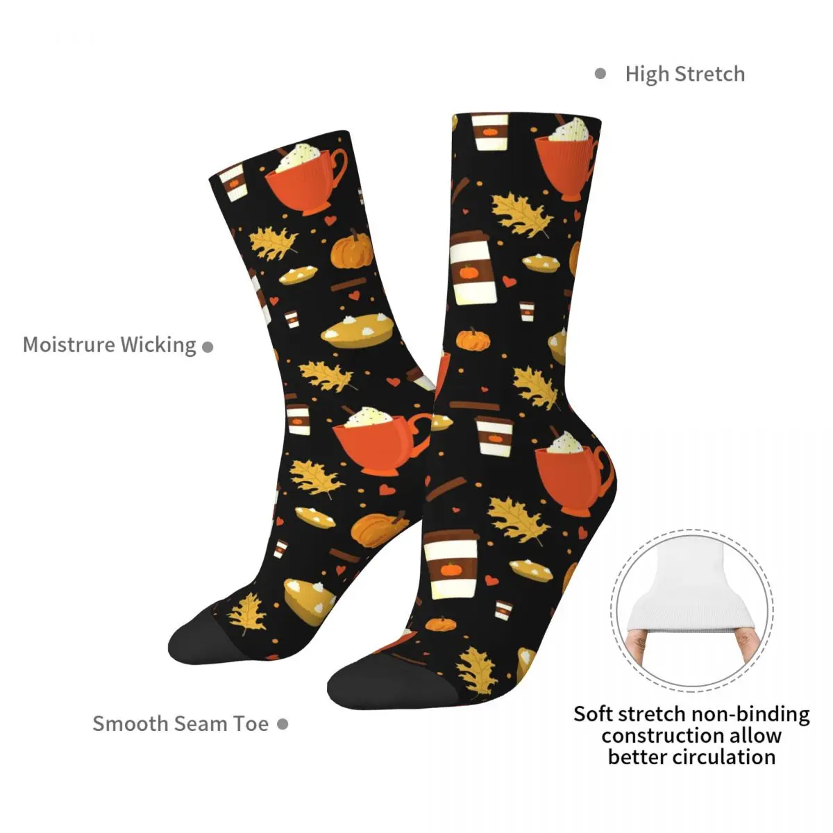 Love Pumpkin Spice Coffee Socks Harajuku Super Soft Stockings All Season Long Socks Accessories for Man Woman\'s Birthday Present