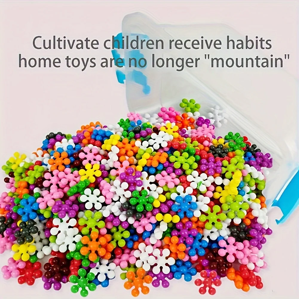 200pcs Plum Blossom Blocks 3D Snowflake Blocks DIY Interlocking Puzzle Tree Trunk Puzzle Plastic Puzzle Building Toys