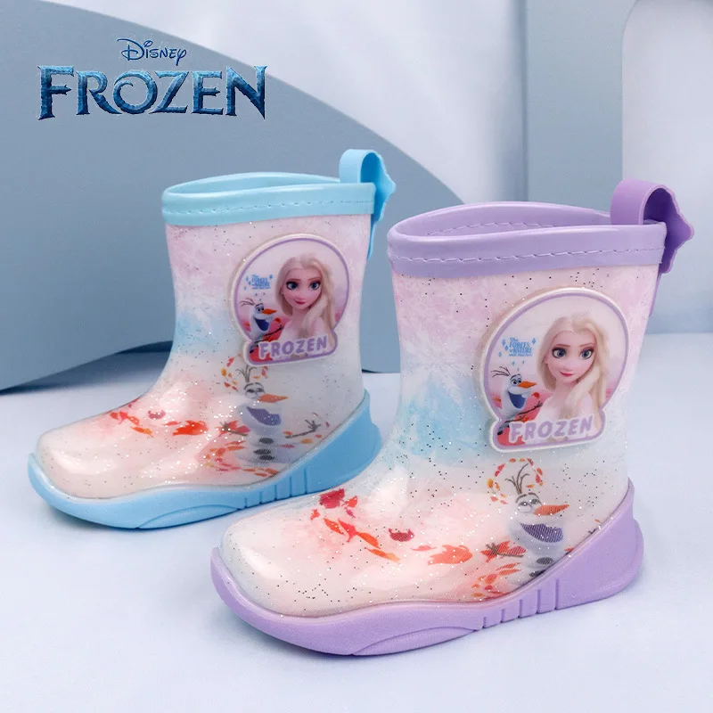 Disney children\'s rain shoes girl frozen Princess cute water shoes overshoes non-slip cute soft rain boots