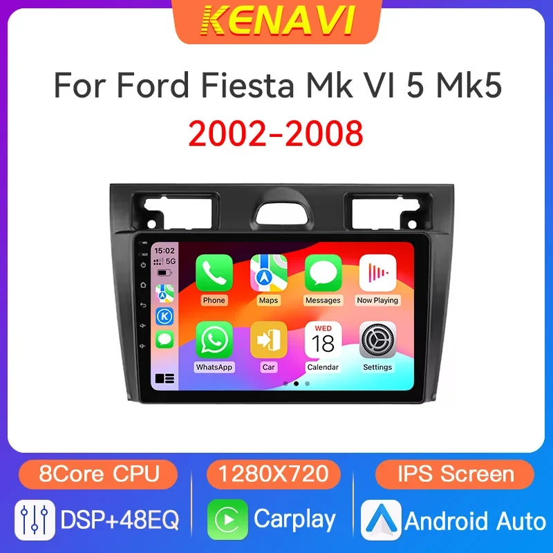 

Car Stereo Radio Multimedia Player For Ford Fiesta Mk VI 5 Mk5 2002 - 2008 Navigation GPS Carplay Android Auto 2 Din Head Unit