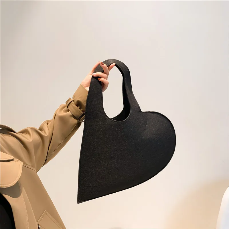 New Solid Color Heart Handbag Women Top-handle Bag Shopping Tote Shoulder Bag Trendy New Crossbody Bag Purse