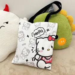 Borsa da donna Sanrio Hello Kitty borse a tracolla Casual grande capacità Shopper Canvas Letter Fashion Harajuku Zipper Handbag Tote Bag