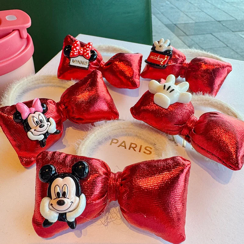 

Miniso трехмерный бант в виде мыши, веревка для волос, кольцо для волос, мультяшная плюшевая веревка на голову, кольцо для волос, женское милое сердце для девочек
