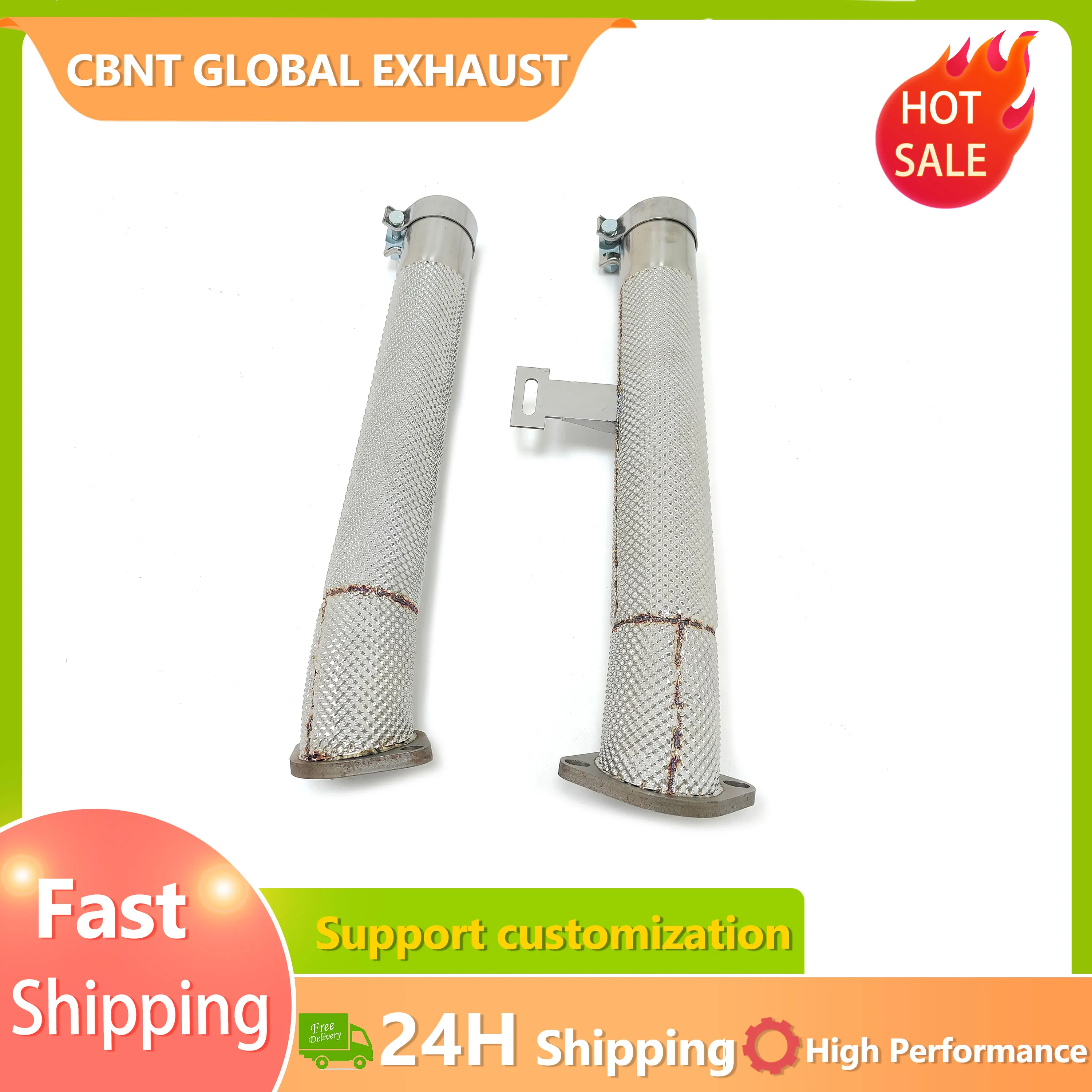 CBNT Exhaust Pipe SS304 for BMW G80 G82 M3 M4 S58 3.0T Front Straight Through Secondary Downpipe Tuning Midpipe with Heat Shield