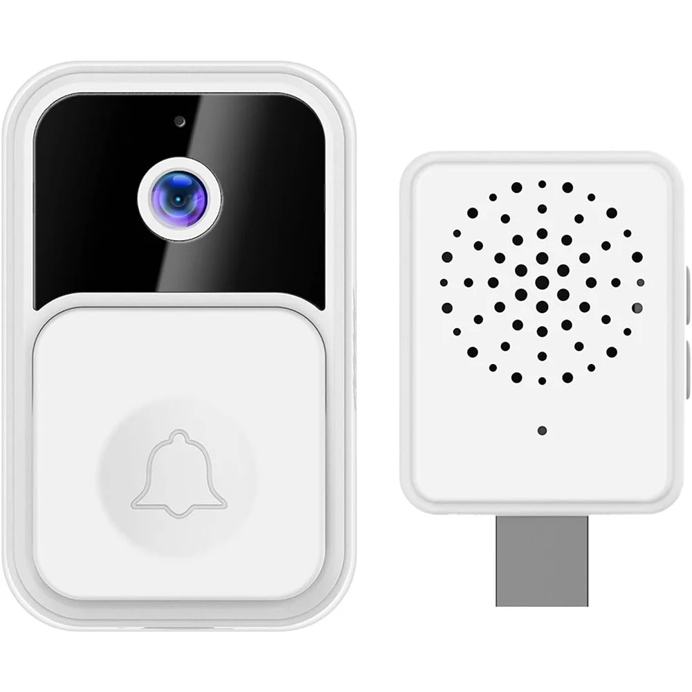 Sonnette vidéo intelligente avec carillon, vision nocturne, sécurité intérieure, interphone bidirect