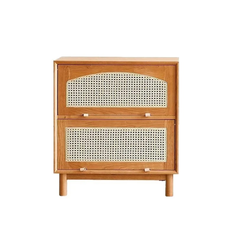 Solid wood low bookcase, log, living room storage cabinet