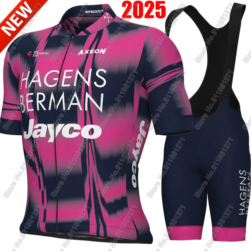 

Hagens Berman Jayco 2025 Cycling Jersey Set Short Sleeve USA Clothing Mens Road Bike Shirts Suit Bicycle Bib Shorts MTB Maillot