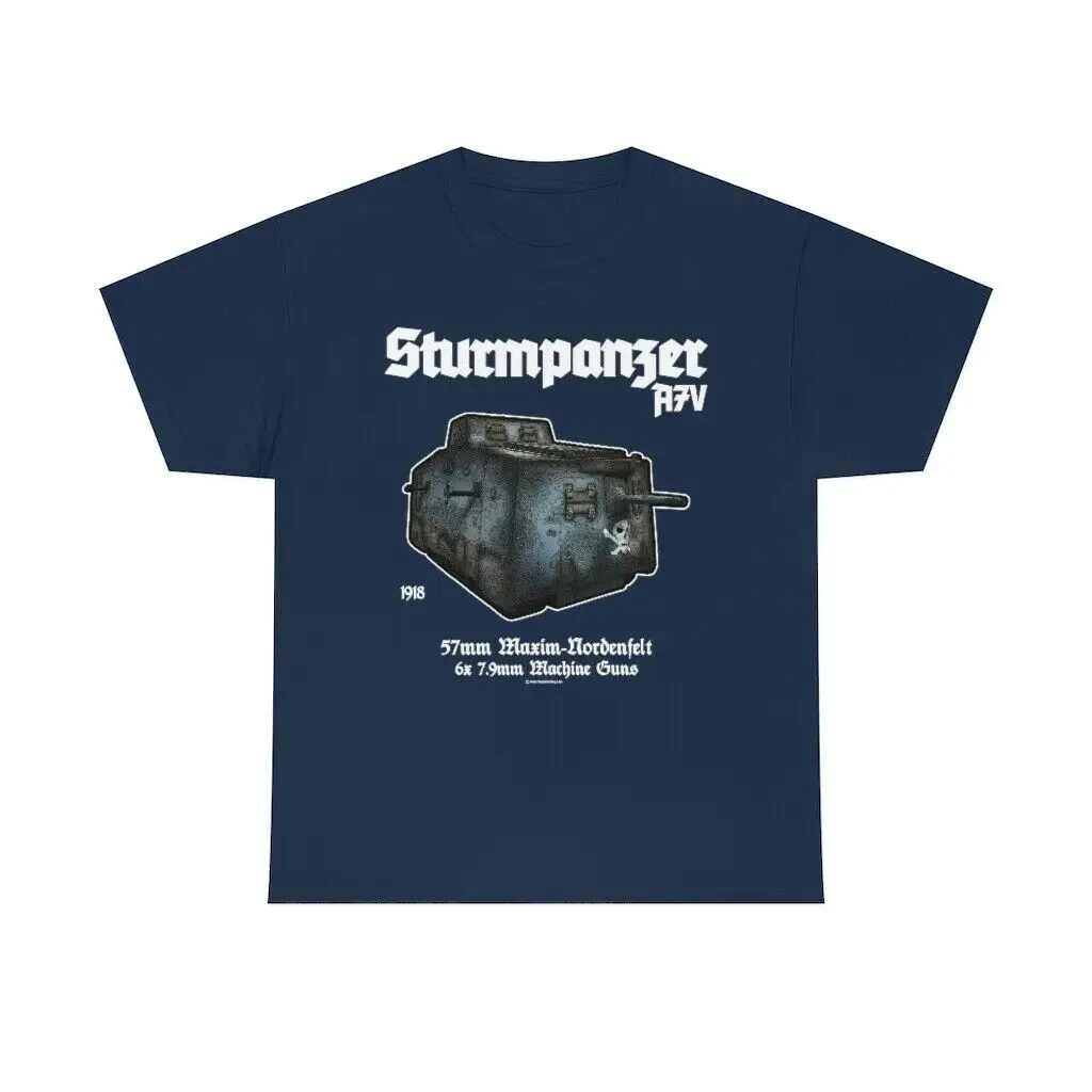 Sturmpanzer A7V Tank WWI T-Shirt German Panzer Army Military Tee Men\'s 100% Cotton Casual T-shirts Loose Top Size S-3XL