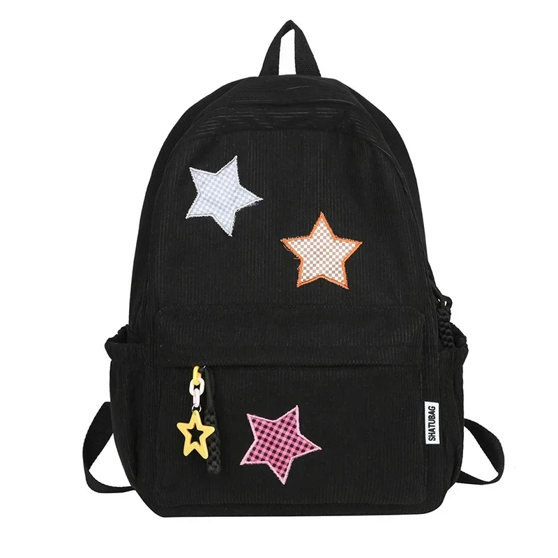 Bolsa escolar de veludo de grande capacidade, Twist Zipper, sacos de luz para meninas e meninos, mochila simples clássica, Solid Star, venda quente, 2024