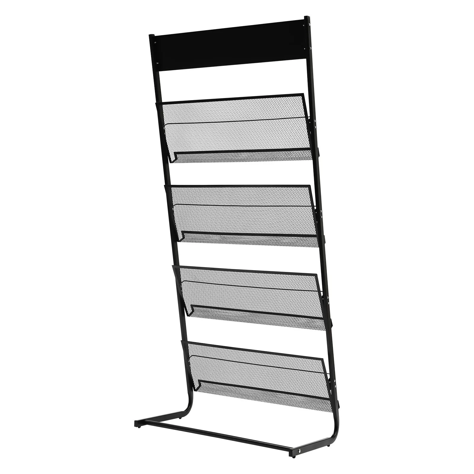 حامل مجلات مكون من 4 طبقات حامل أدب 24.80*14.17*55.91in رف صحف مكتبي لعرض مجلة الكتب #4