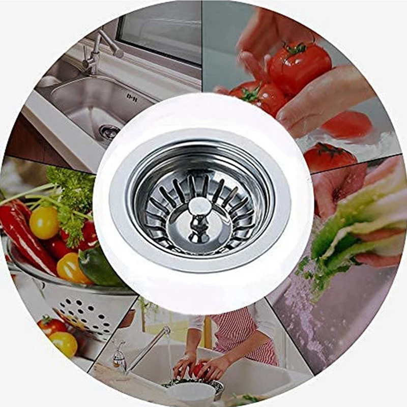 1 Piece Kitchen Sink Plastic Cover Vegetable Washing Basin Cover Silver Stainless Steel Drain Sealing Umbrella