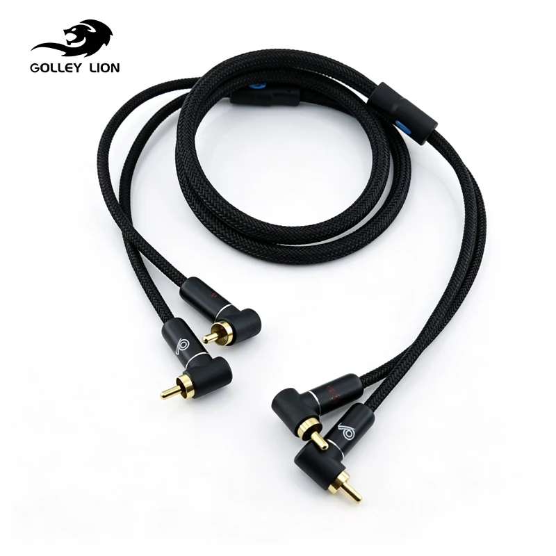 

Right-Angle 2 RCA Stereo Audio Cable for Hi-Fi System Amplifier Active Speakers Subwoofer Gold-Plated Plugs